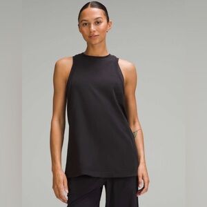 Lululemon Long Cotton Crewneck Tank Top in Black